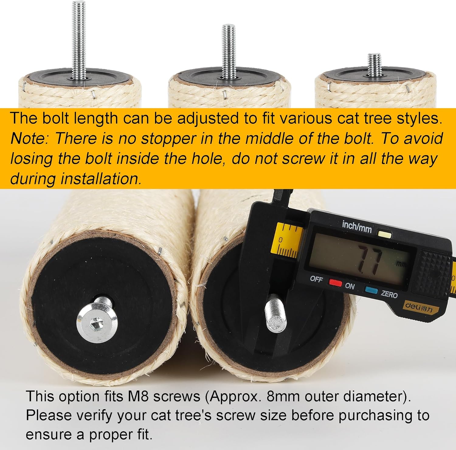 6.8cm 2.7in Diameter Cat Tree Scratching Post Replacement Sisal (4posts*30cm/11.81in, M8)