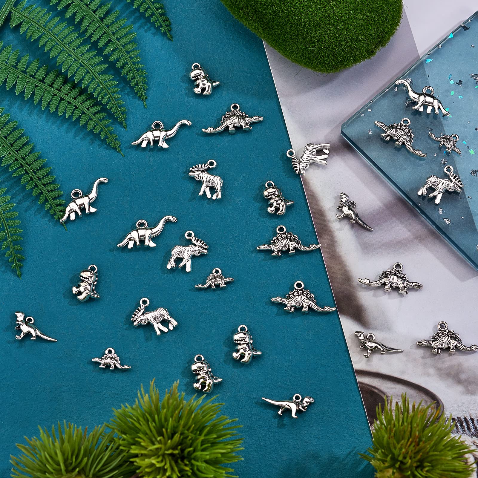 COGCHARGER 120 Pieces Dinosaur Charm Pendant Antique Alloy Dinosaur Charm Tibetan Style Alloy Pendants for Jewelry Handmade Making - Image 4