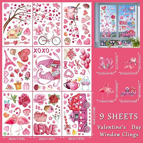 Miniatura 6 de FAMYGFT Adhesivos para ventana de primavera, diseño de pájaro de acuarela para ventanas de cristal, calcomanías florales para ventana de primavera,