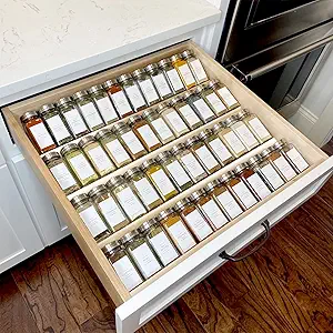 MIUKAA Clear Acrylic Spice Drawer Organizer, 4 Tier- 2 Set Expandable From 13