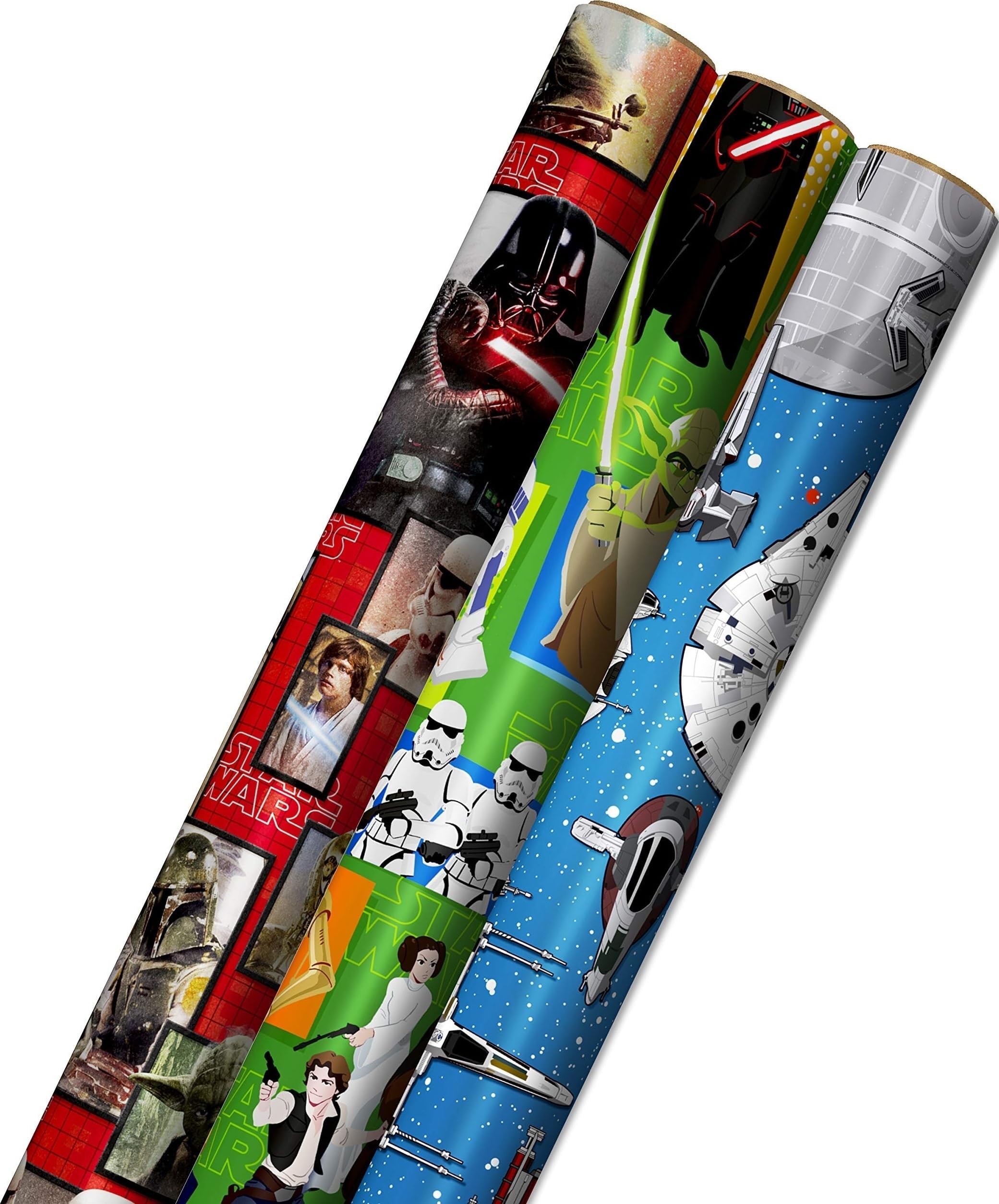 Hallmark Star Wars Wrapping Paper (Yoda, Darth Vader, Chewbacca, R2-D2, C-3PO)