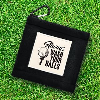 Always Wash Your Balls Funny Mini Golf Towel with Clip, Portable Black Golf Sweat Towel, Birthday Thank You Gifts for Friends Family Boss Coworkers Golfer Lover, Golfer Accessories for Men Women