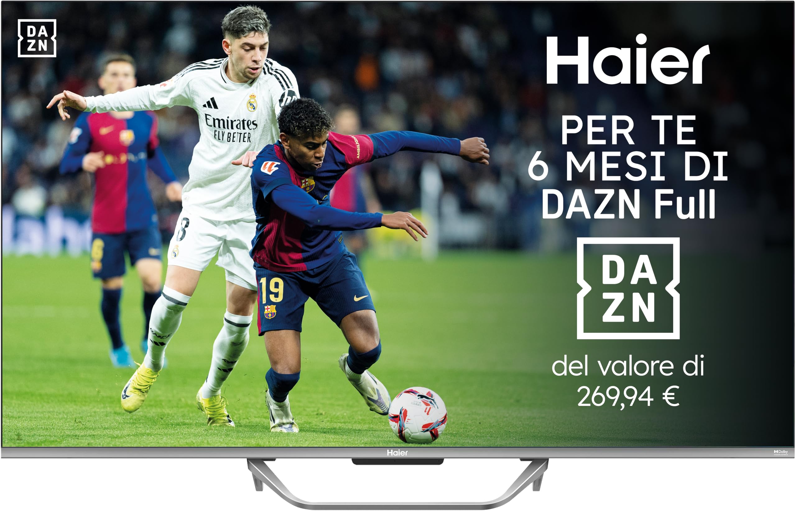Haier QLED, 4K UHD H50Q80FUX 50'' Smart TV, Google TV, Dolby Audio, HDR 10, Telecomando Smart, Google Assistant, Bluetooth 5.1, Gaming Accelerator, USB 2.0, DBX TV, HDMI x4 [2025]