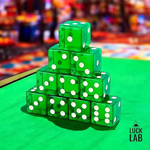Miniatura 44 de Luck Lab Paquete de 10 dados de 0.748 in – Dados acrílicos y translúcidos D6, cuadrados con borde redondeado para casino, dados, RPG MTG DND