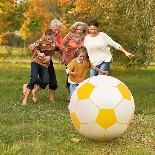 Miniatura 7 de Lewtemi 2 pelotas de fútbol inflables gigantes de 40 pulgadas, globos de playa grandes y enormes globos de fútbol, deporte, fiesta de cumpleaños,