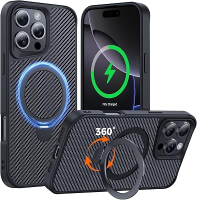 Designed for iPhone 16 Pro Case with 360° Magnetic Stand, Ca - best iphone 16 pro case stand