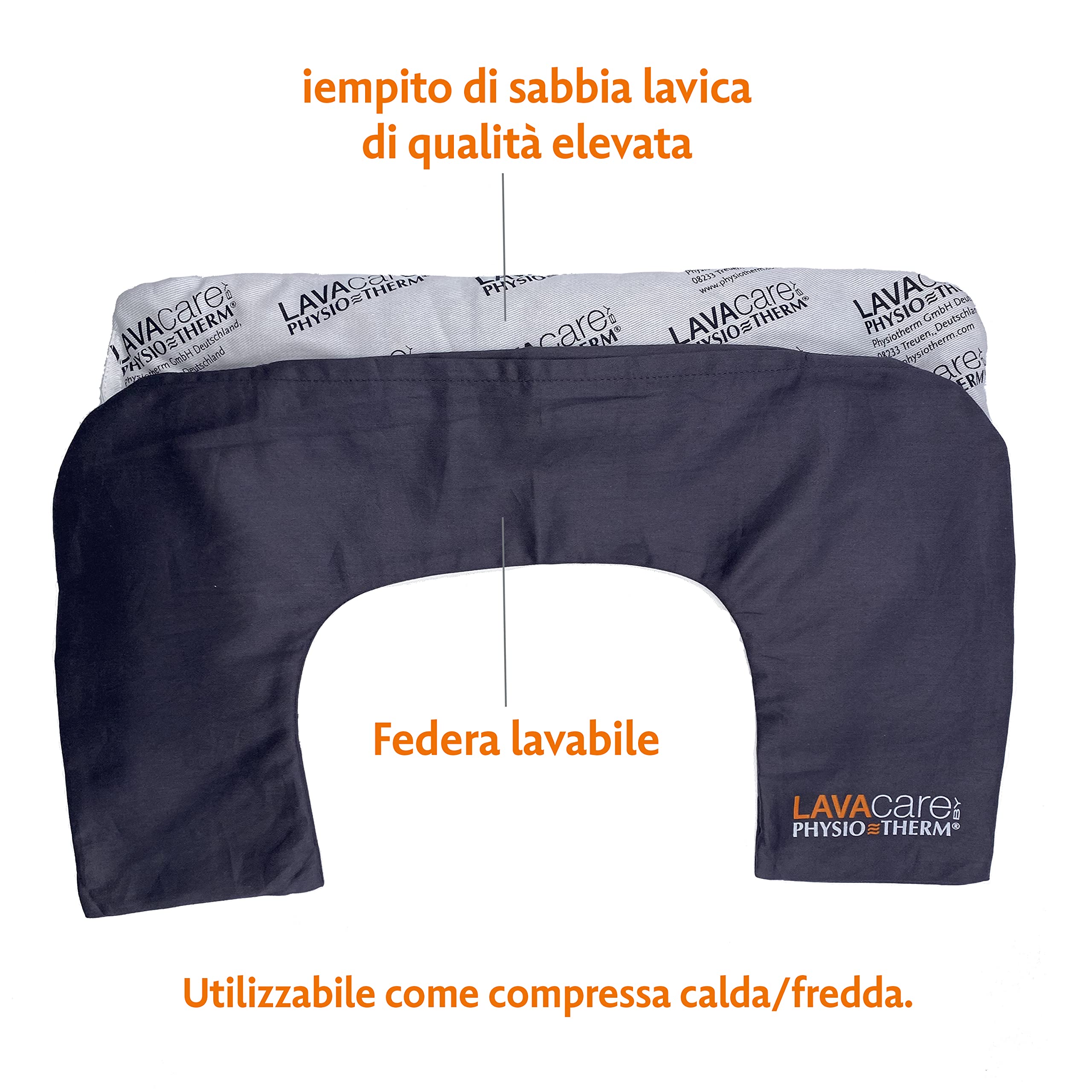LAVAcare cuscino termico per il collo • Cuscino per il collo con sabbia lavica per il relax • Adatto come cuscino termico e freddo • Da riscaldare nel forno a microonde