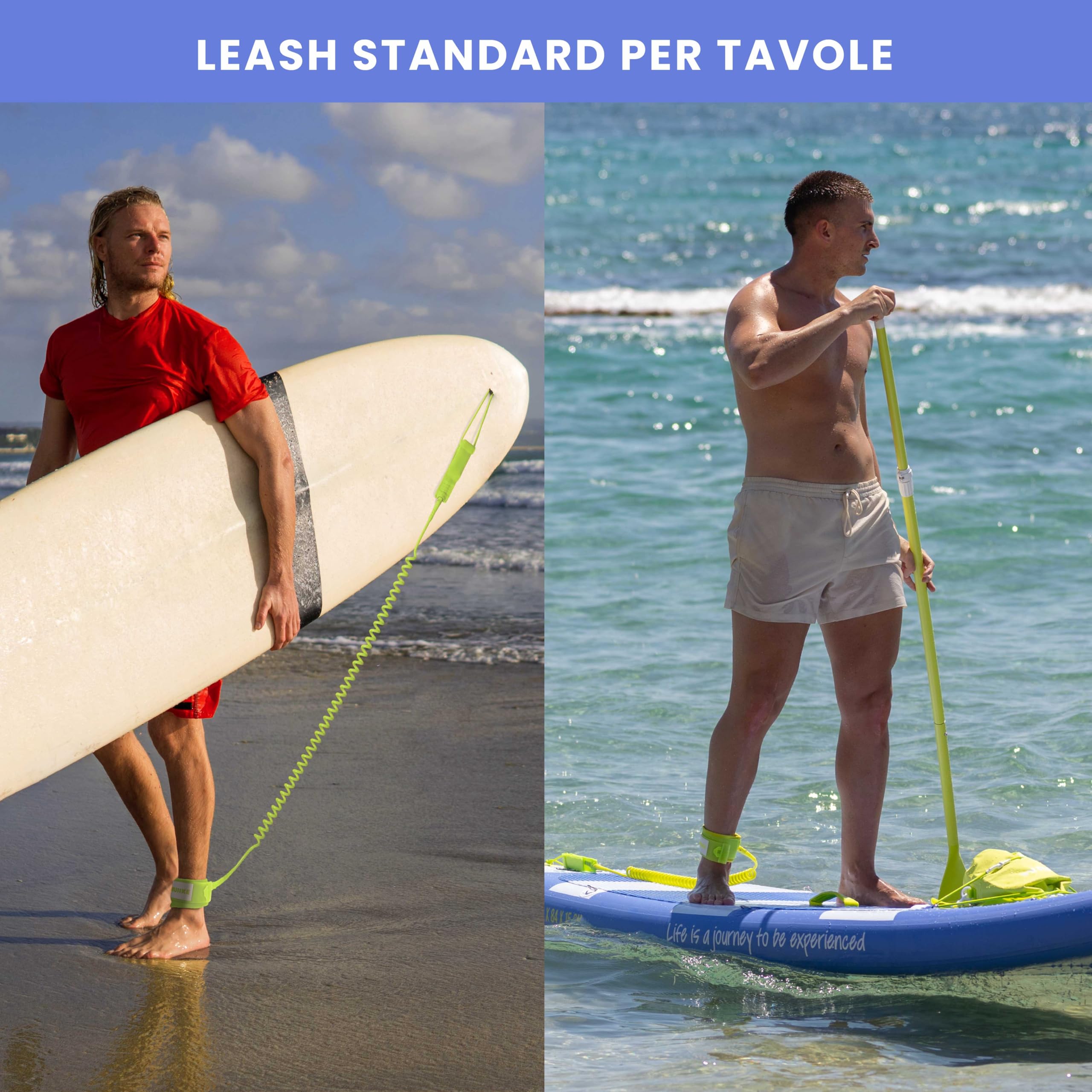 HUIIKE Leash SUP Spirale Regolabile Leash Surf e Bodyboard Standard, Laccio SUP di Sicurezza | Accessori Stand Up Paddle | Accessori Tavola Paddle Surf Kitesurf Kayak | Laccio per Caviglia o Polso
