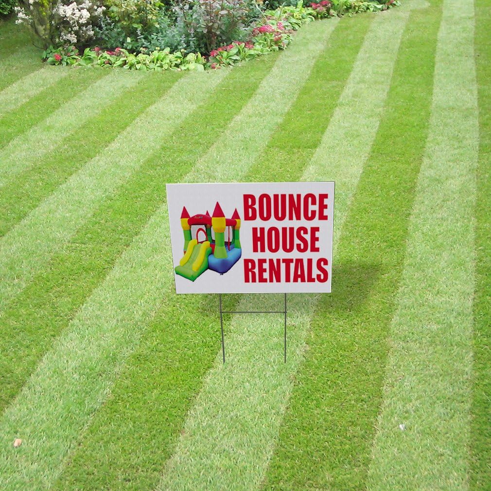 Fastasticdeals Weatherproof Yard Sign Bounce House Rentals A Advertising Printing Lawn Garden Salon & Spa 24x18 Inches 1 Side Print