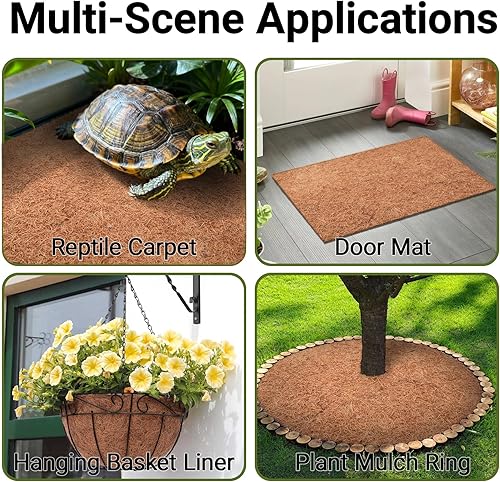Miniatura 6 de ZeeDix 10 alfombras de reptiles, 12 x 12 pulgadas, tapete de fibra de coco natural para suelo de tanque de reptiles, dragón barbudo, tortuga,