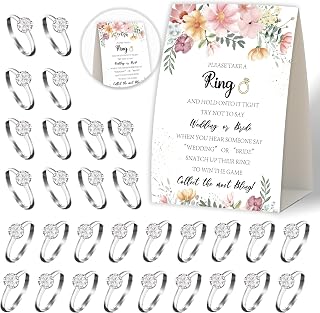 Put a Ring On It,Don't Say Bride or Wedding Game,Bridal Shower Games 50 Guests,Pink Floral Boho Bridal Shower Game,Engagement Party,Bachelorette Decorations for Party,Bridal Shower Favors-L11