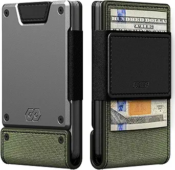 PROOF Wallet | Slim Minimalist Wallets for Men | Leather & Metal | RFID Wallet | Front/Back Pocket | Gift Box | Veteran Owned (Operator (1000D Nylon, Black Leather | Satin Gun Metal))