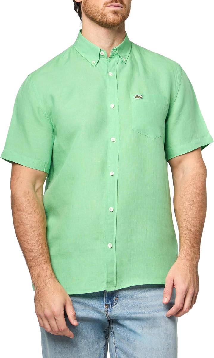 Lacoste Men's Short Sleeve Linen Shirt