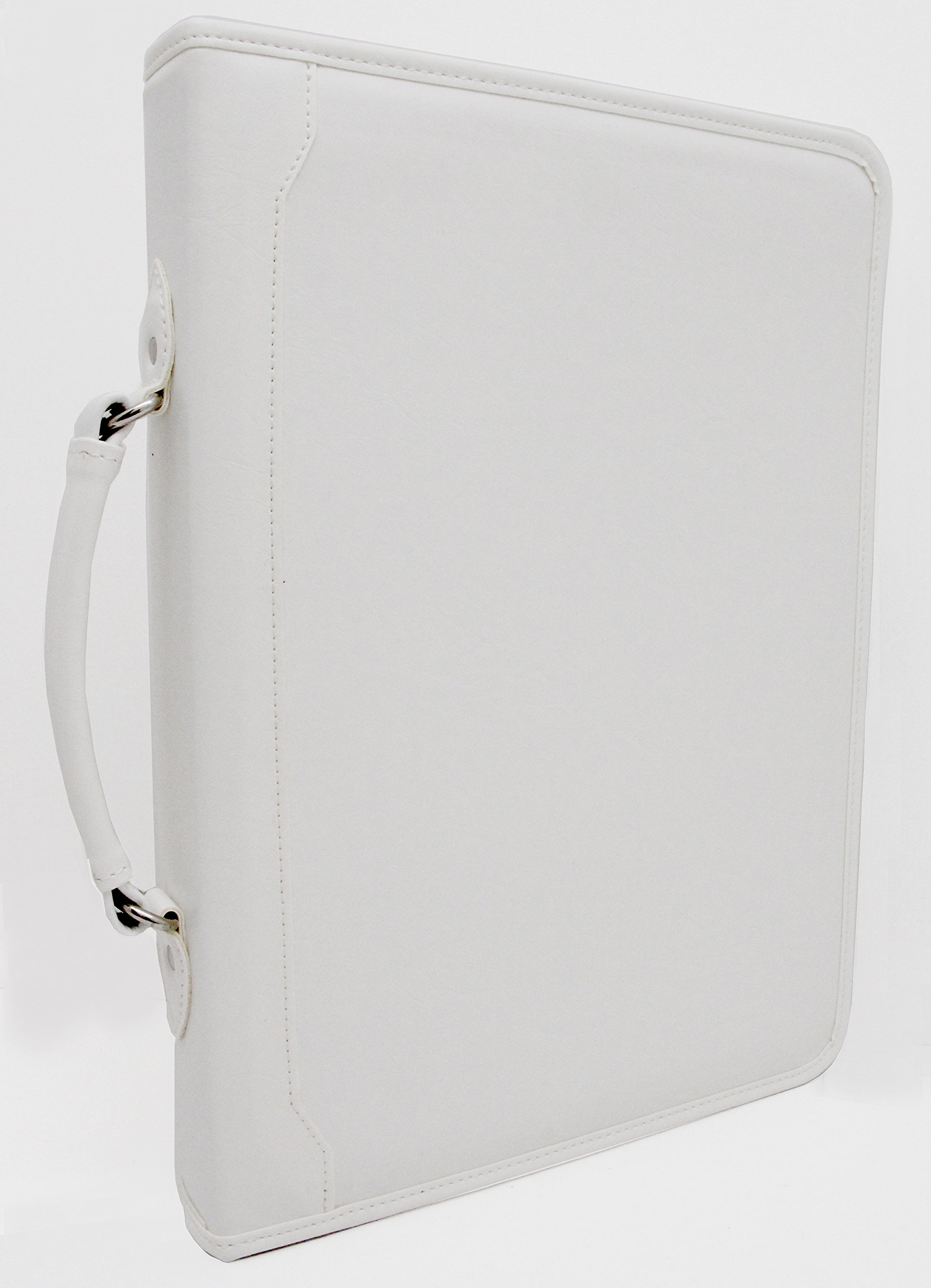 Noda Faux Pu Leather Business Presentation Meeting Conference A4 Folder Clipboard Organiser Ring Binder with Handle (White) - Image 4