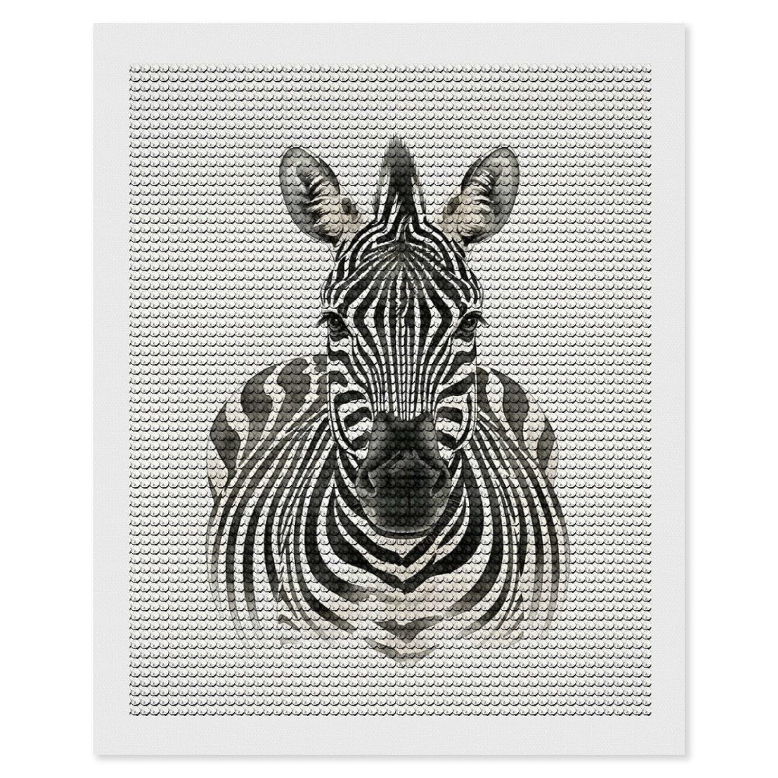 Junmoney Watercolor Zebra Portrait Round Drill Diamond Painting 16"x20", Handmade Wall Decor, Modern Decor, Aesthetic Room Decor, Easy Craft Set