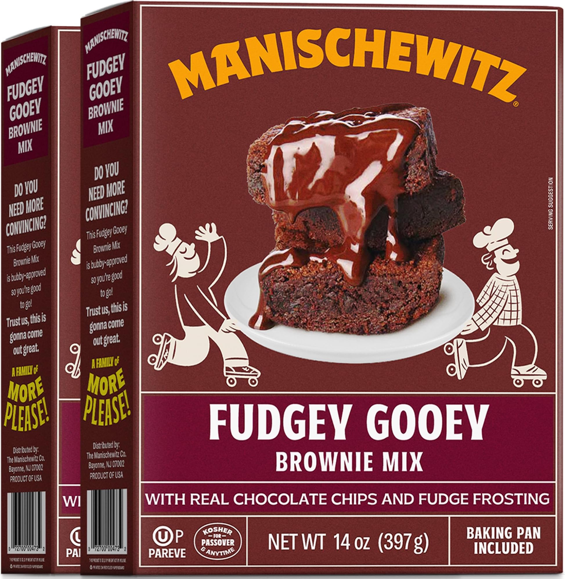 Fudgy Chocolate Brownie Mix With Fudge Frosting 12oz (2 Pack) | Grain Free, Kosher for Passover, Baking Pan Included