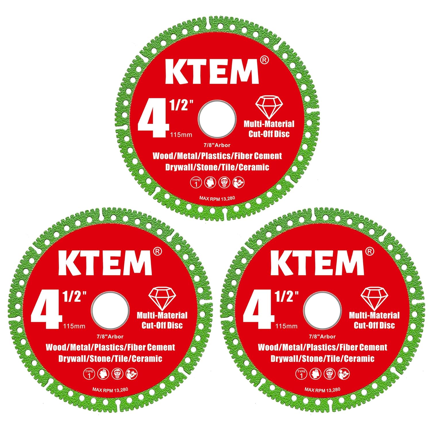 Multi-Material Indestructible Cutting Discs for Angle Grinder, 4.5 Inch, 7/8 Inch Arbor, 3 Pack