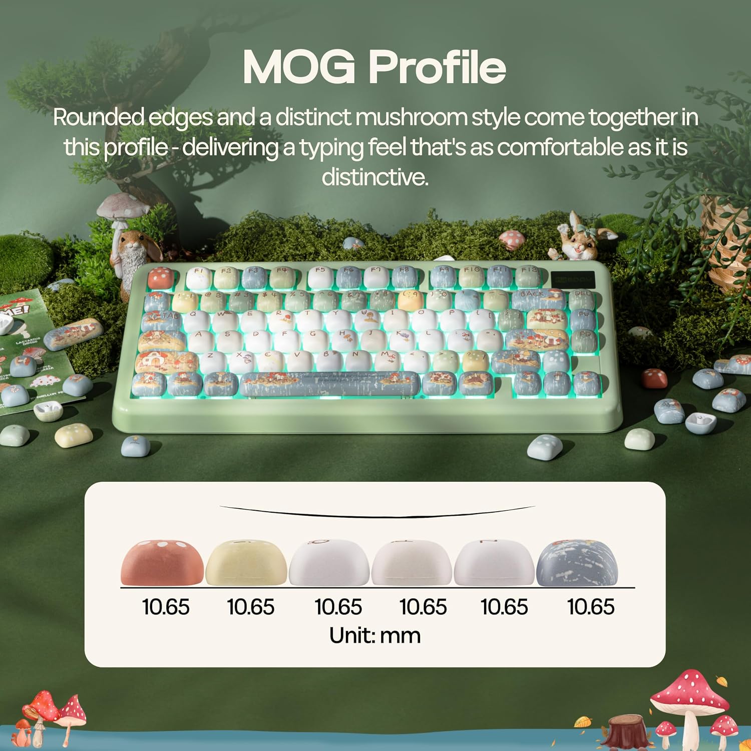 KiiBoom Keycap Set - Little Shroom Pack, MOG Profile, 5-Side Dye-sub PBT