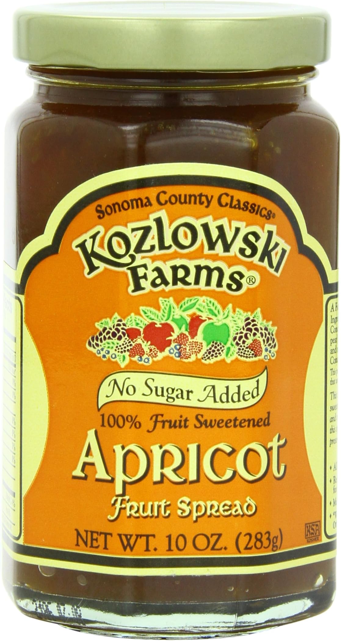 Kozlowski Farms Fruit Spread, Apricot, 10-Ounce (Pack of 6)