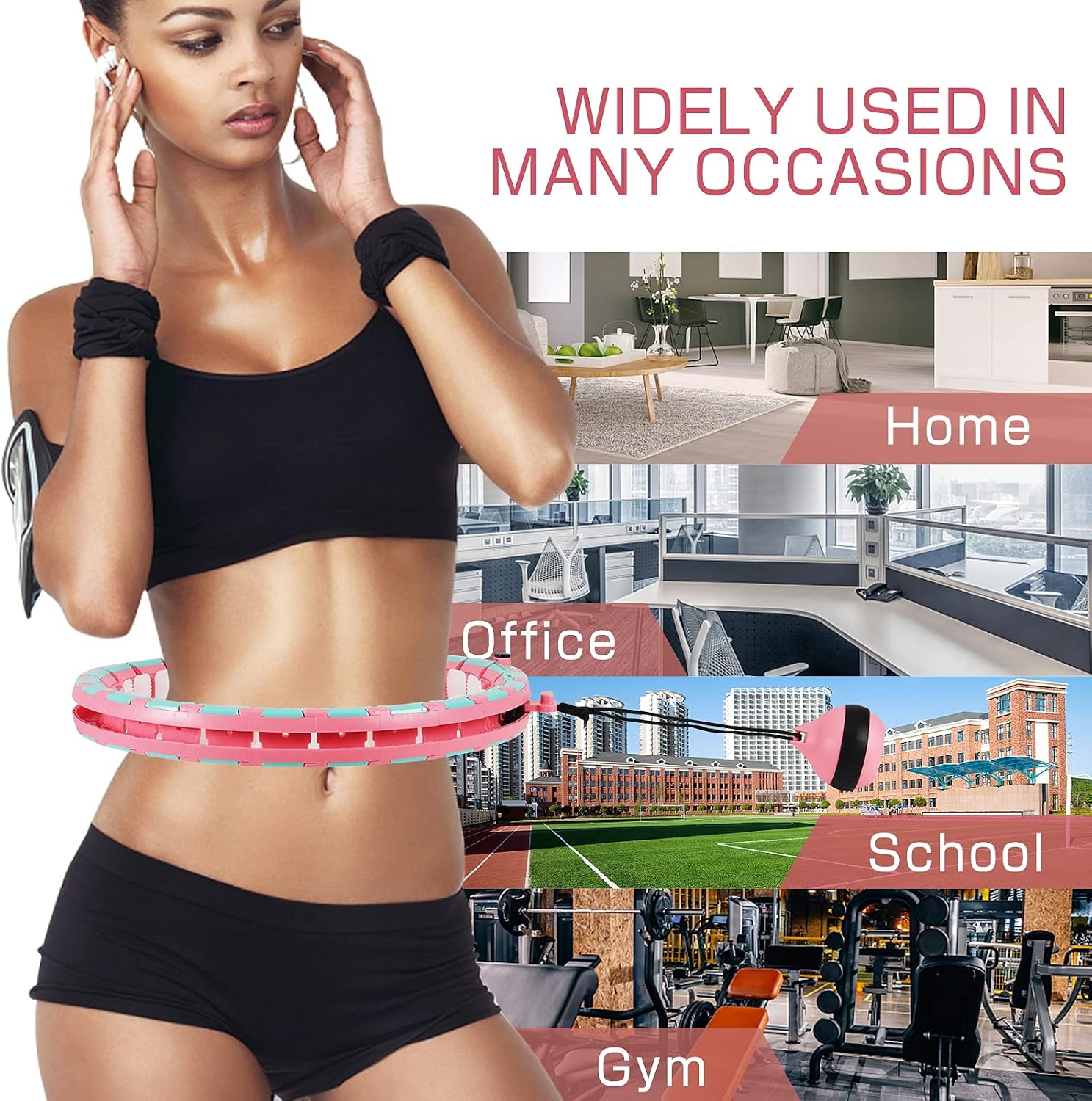 Smart Weighted Hoola Hoop Plus Size 60 Inch, 29 Knots Infinity Fitness Hoop with Extra Links, 2 in 1 Adjustable and Detachable Massage Great for Women and Beginners