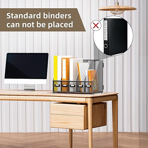 Miniatura 6 de DALTACK Organizadores de escritorio de metal para revistas, con 5 compartimentos verticales, carpeta de almacenamiento, organizador para oficina,