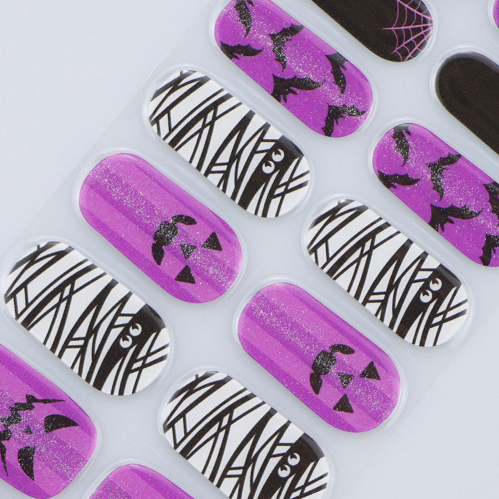 JMEOWIO Gel Nail Stickers Halloween Cat Eye Semi Cured Gel Nail Strips Wraps UV/LED Nails Art Design Decoration Accessories - Image 4