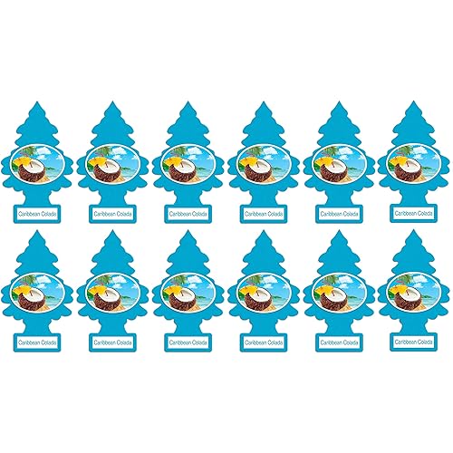LITTLE TREES Car Air Freshener | Hanging Paper Tree for Home or Car | Caribbean Colada | 12 Pack