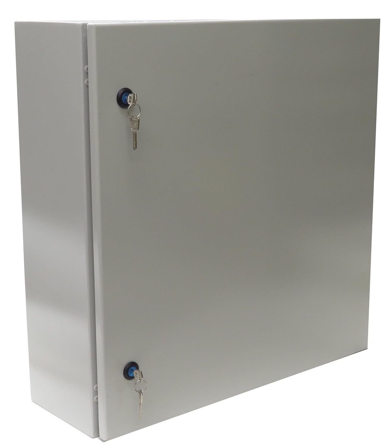 Yuco YC-28X24X12-EL-2-KF IP66 Enclosure, UL Certified, Nema 4, 16 Gauge, Single Door Hinge Cover, Wall-Mount, Standard Gray, Backplate, Gland Plate, Lock and Key (28 x 24 x 12) (H)28"(W)24"(D)12"