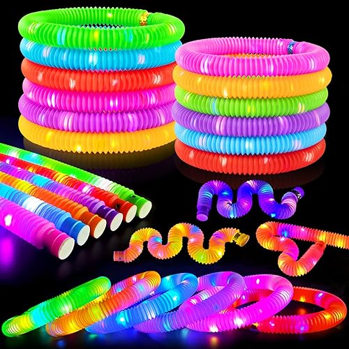 24 PCS Light Up Party Favors Supplies for Kids 4-8-12,Bulk Glow Sticks Bracelet Necklace Accessories for Toddlers,Birthday Return Gifts Treats Non Candy,Halloween Goodie Bag Stuffers for Boys Girls