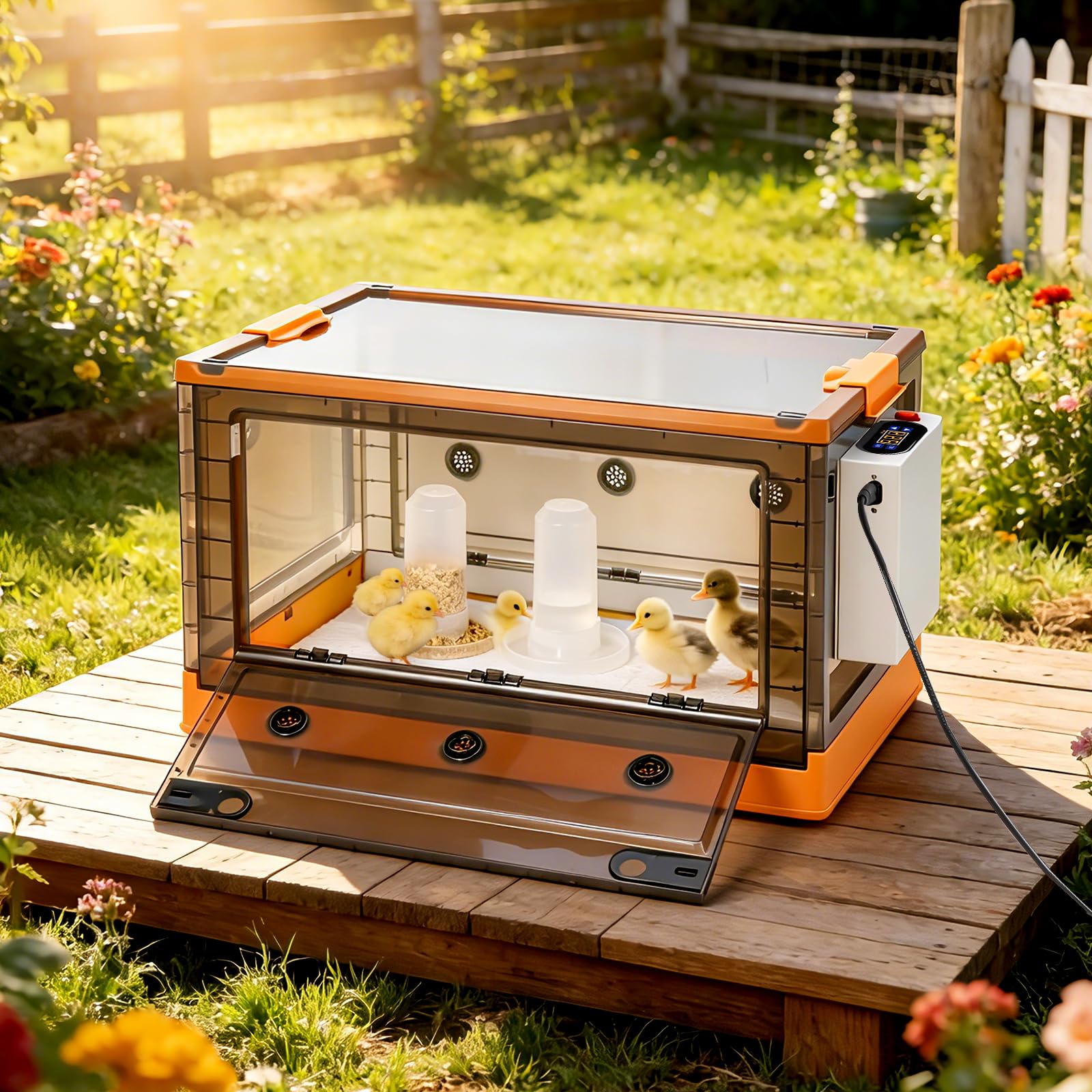 Inkubator für Küken 85L Brutkasten Faltbare Brutbox für Geflügel(Orange)