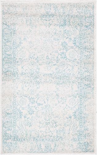 Miniatura 648 de Safavieh colección Adirondack - Alfombra de área, 6 x 9 pies, gris y azul, diseño oriental desgastado, no desprende pelusa, fácil cuidado, ideal