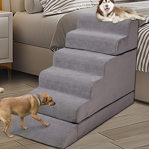 Miniatura 14 de Escaleras para Perros para Camas Altas de 30-36 Pulgadas de Alto, Escaleras/Escalones para Mascotas de 6 Escalones para Cama Alta de 32-36 Pulgadas