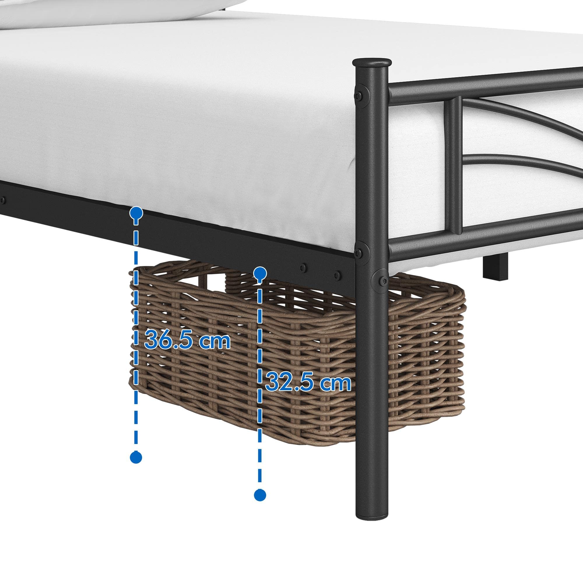 Yaheetech Bettrahmen Metallbett Gästebett Bettgestell aus Metall, Modern Jugendbett mit Lattenrost, für Schlafzimmer Gästezimmer 90 x 200 cm/Schwarz