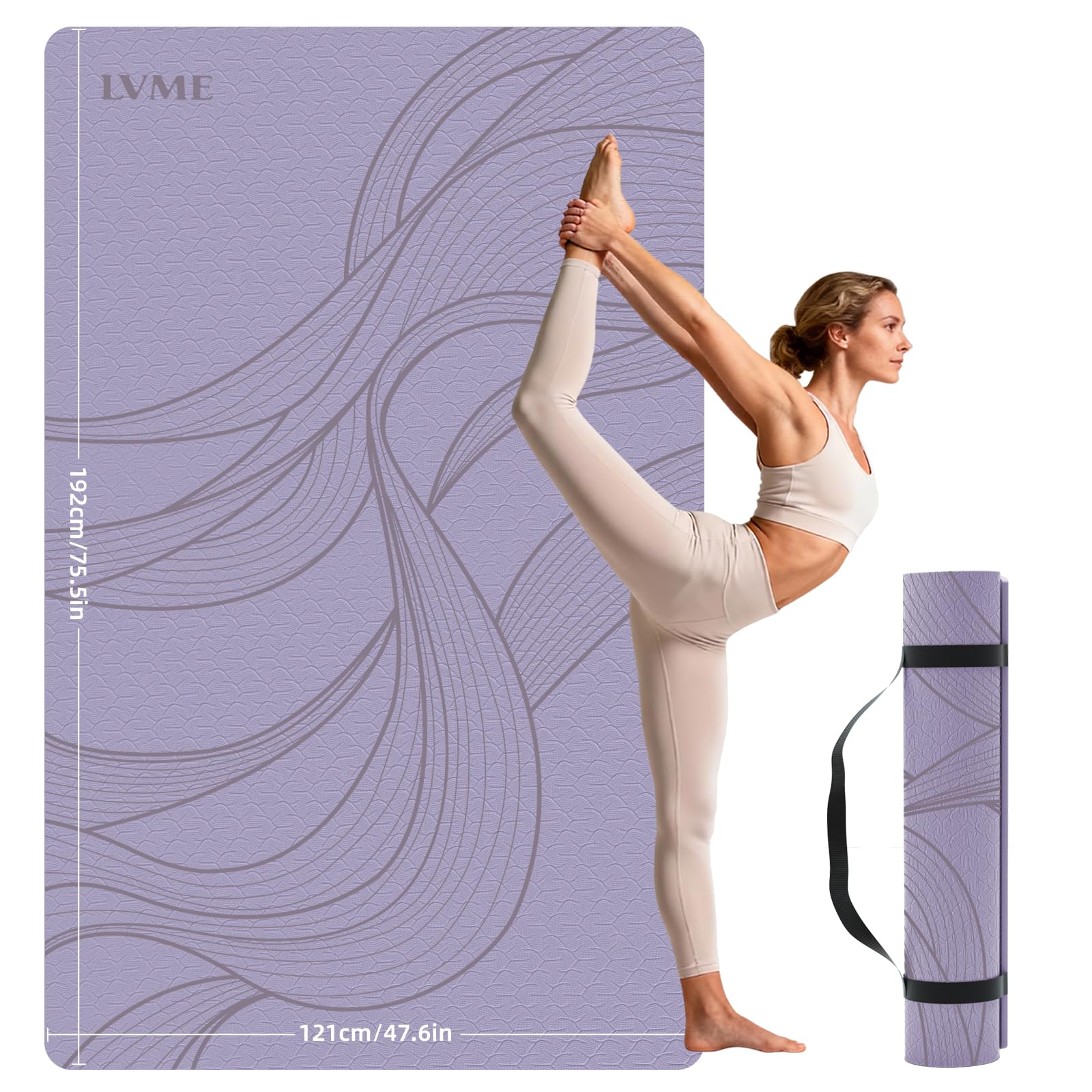Extra-large, extra-wide and extra-thick yoga mat (purple) โ image 1