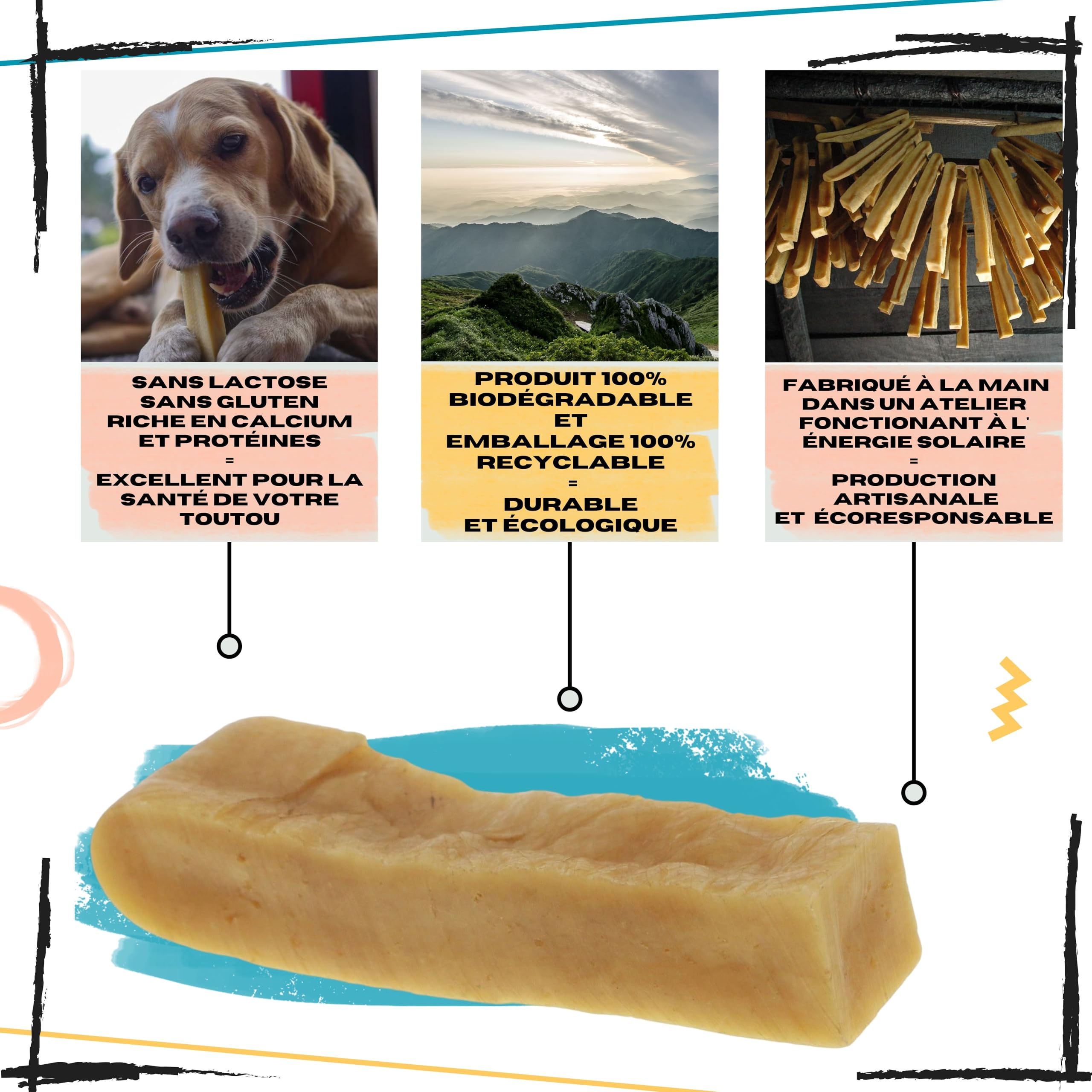 Fromage de Yak pour Chien, Taille L 10 à 15 Kg, Lot de 3 | 100% Naturel, Sans Lactose, Friandise Durable Himalayenne, Riche en Calcium