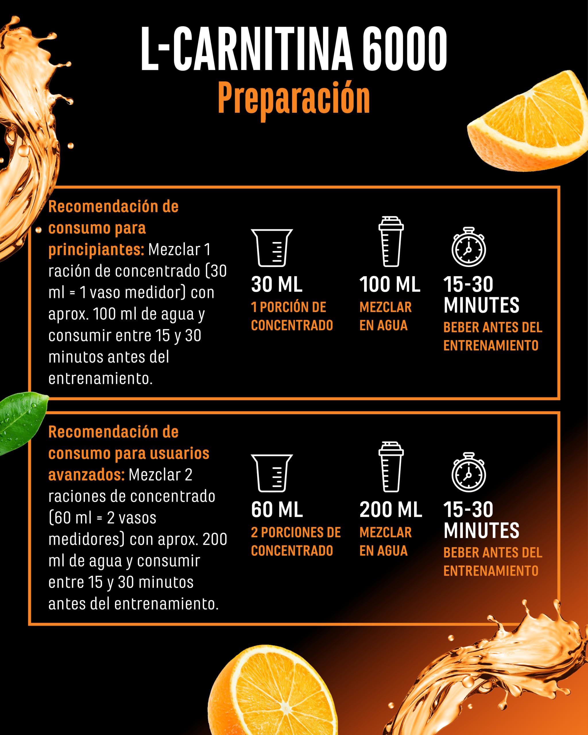 L-Carnitina 6000 Líquido - 1000 ml - Dosis extra alta con 6000 mg de L-Carnitina pura por porción diaria - Bebida Amino-Entrenamiento