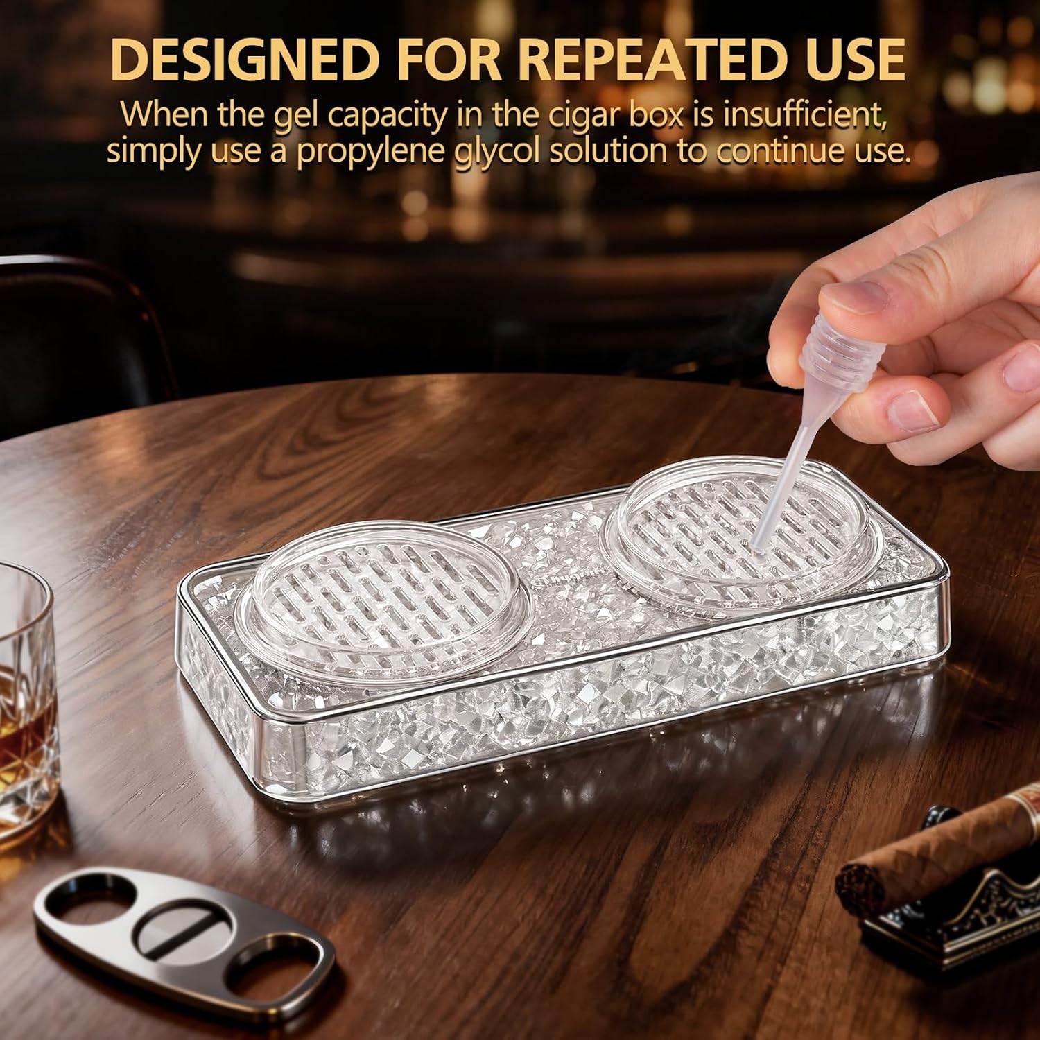 Pre-Filled Cigar Humidifier, Cigar Crystal Gel Humidifier, Suitable for Cigar Boxes and Cigar Cabinets, Maintains Ideal Humidity at 70% and Keeps Cigars Fresh, Cigar Accessories - 4-pack