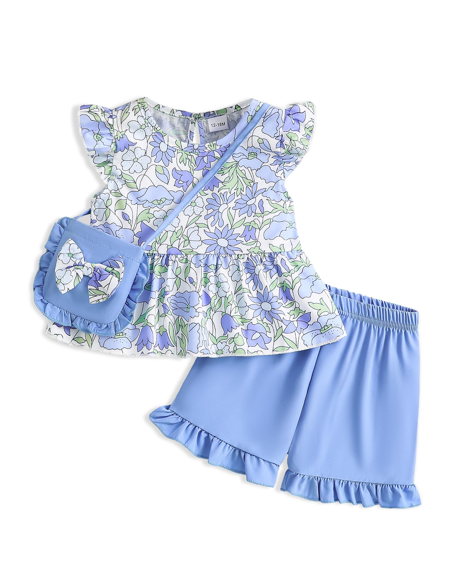 Weebaby Toddler Girl Clothes Baby Summer Outfits Sleeveless Halter Top Ruffle Short Set Cute Kids Clothes Girls