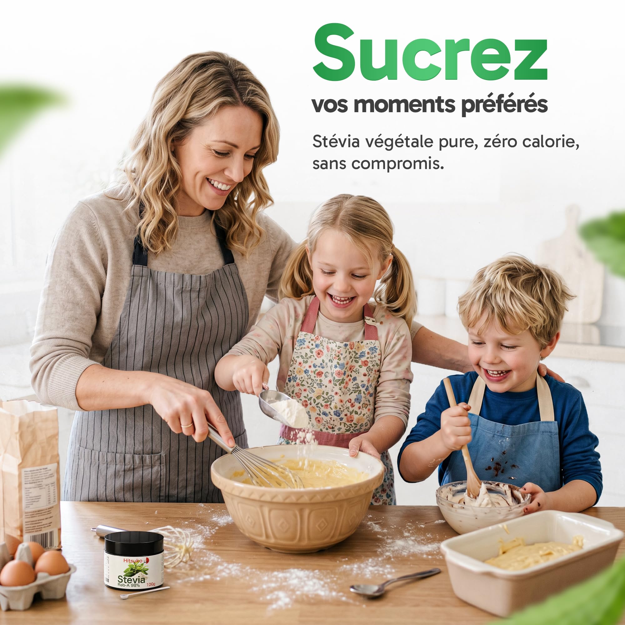Poudre de Stévia Ultra-Concentrée (100g) | RebA-98 Pur à 98% | 470x Plus Sucrant que le Sucre
