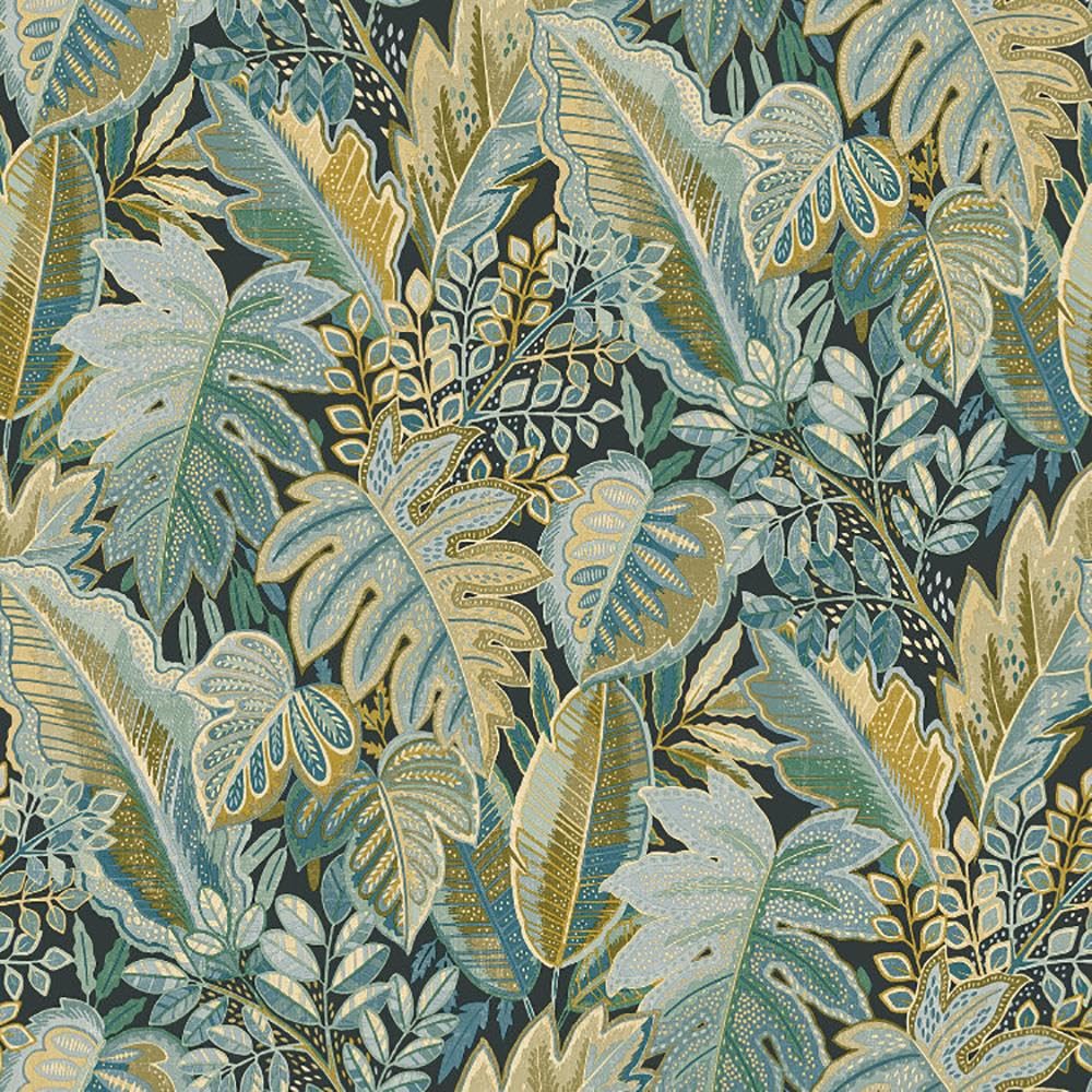 Ciara Autumn Leaves Navy Blue Wallpaper - Naturistic Botanical Garden - Modern Textured Paste The Wall Vinyl