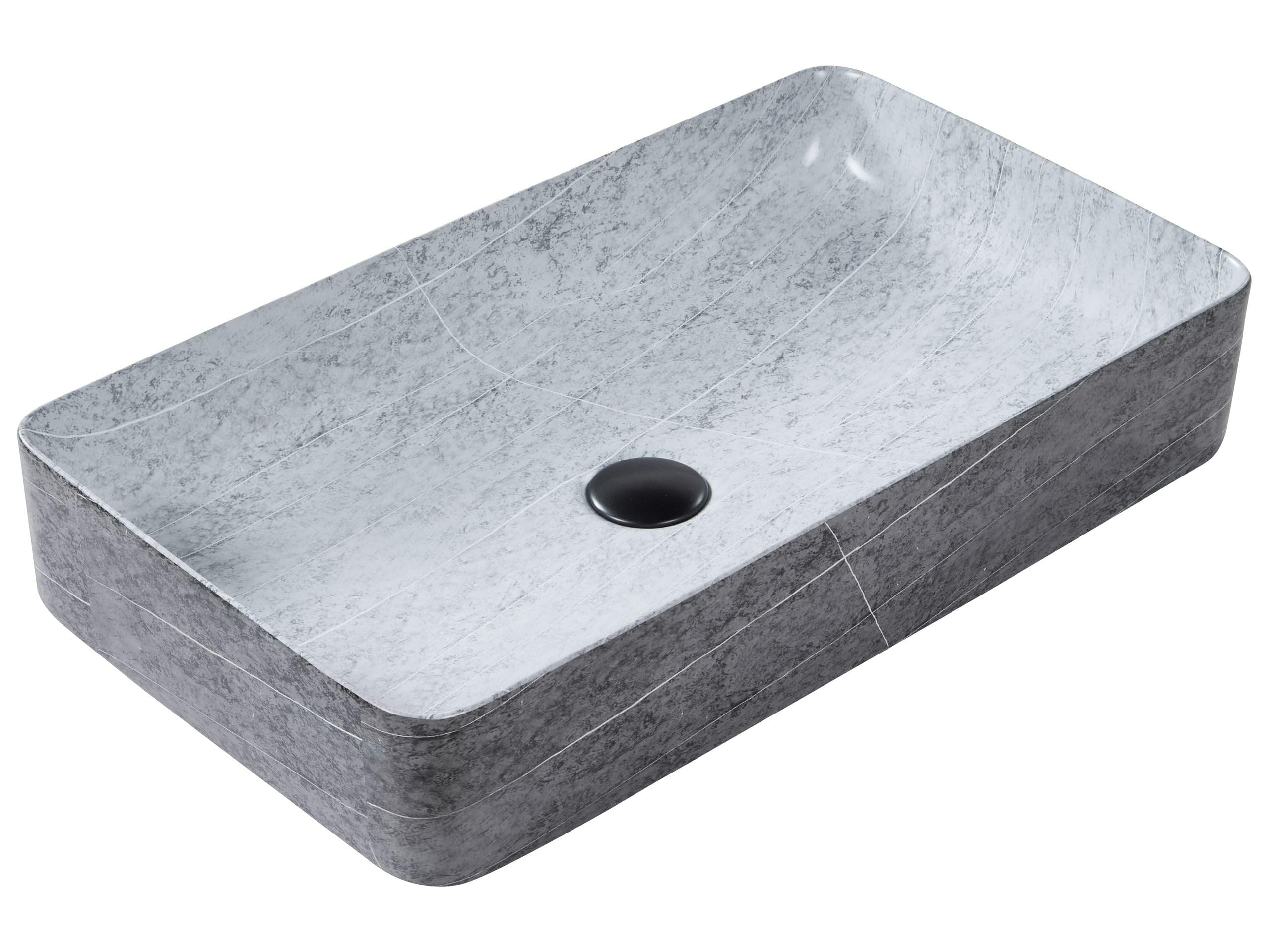 Umywalka łazienkowa nablatowa ceramiczna 61 x 35 cm styl industrialny szara Artaj