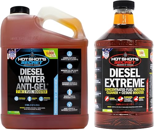 Hot Shot's Secret Diesel Winter Anti-Gel 1 galón, ámbar (P403301G) y P040464Z Diesel Extreme Clean and Boost - 64 onzas líquidas