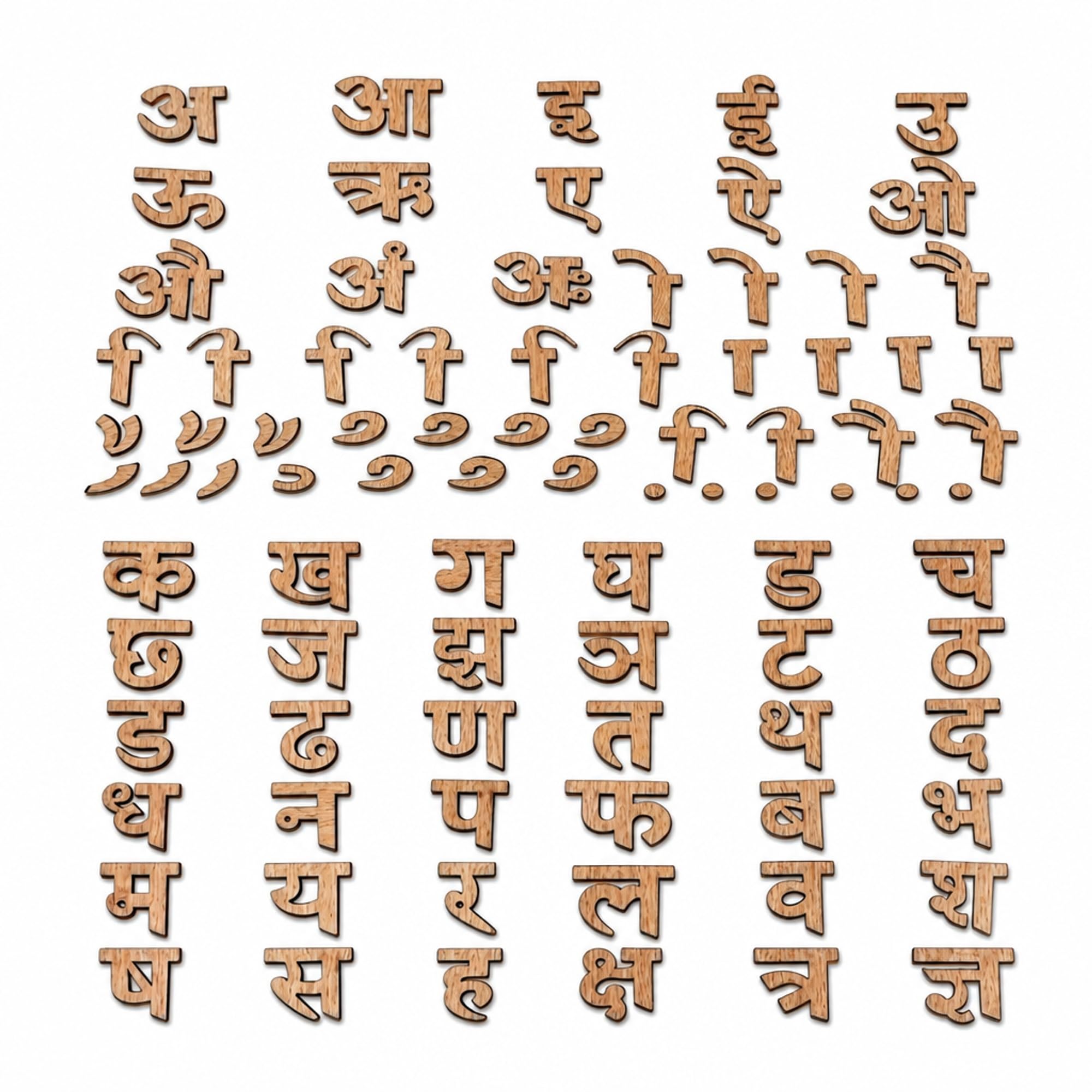 Tantrums Wooden Movable Hindi Letters Set, Swar, Vyanjan and Punctuation Marks, Montessori Learning Tool for Kids-picture-26