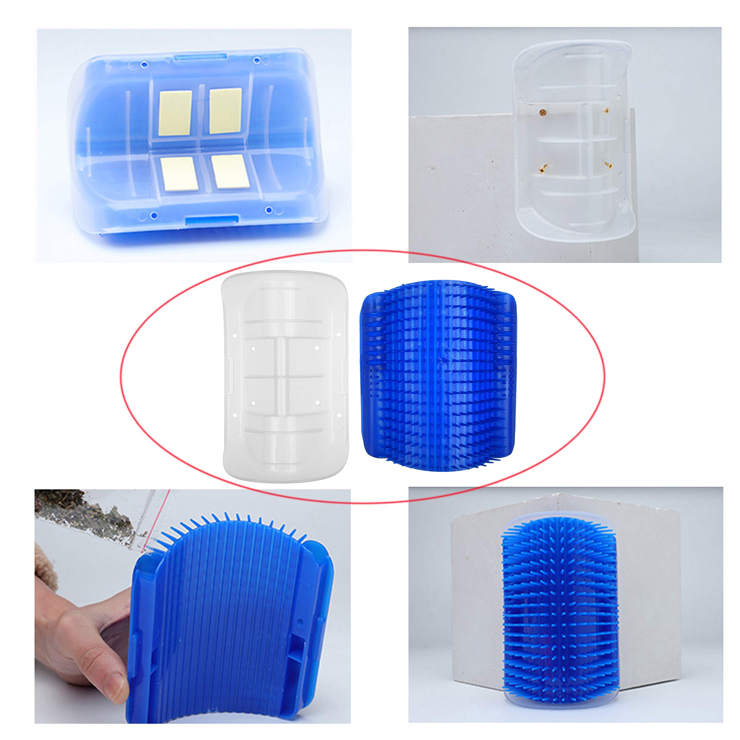 Eco-Fused Kit de brosse pour des chats – 1x Auto-toiletteur, 1x Brosse Lissante Bleue, 1x Gant de toilettage pour les animaux domestiques (main droite) - Fourrure Longue et Courte