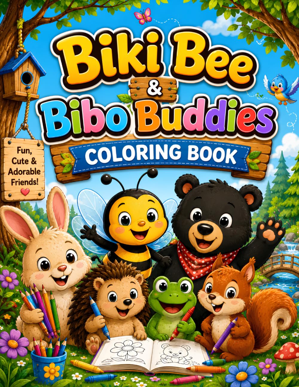 Biki Bee & Bibo Buddies Coloring Book: Cute Woodland Animal Adventures Filled with Friendship, Kindness, Fun & Creativity for Kids Ages 4–8