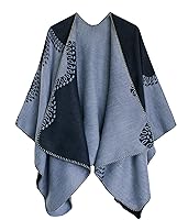 Vista 160 de Urban CoCo Poncho de colores para mujer, chal con frente abierto, color en bloques