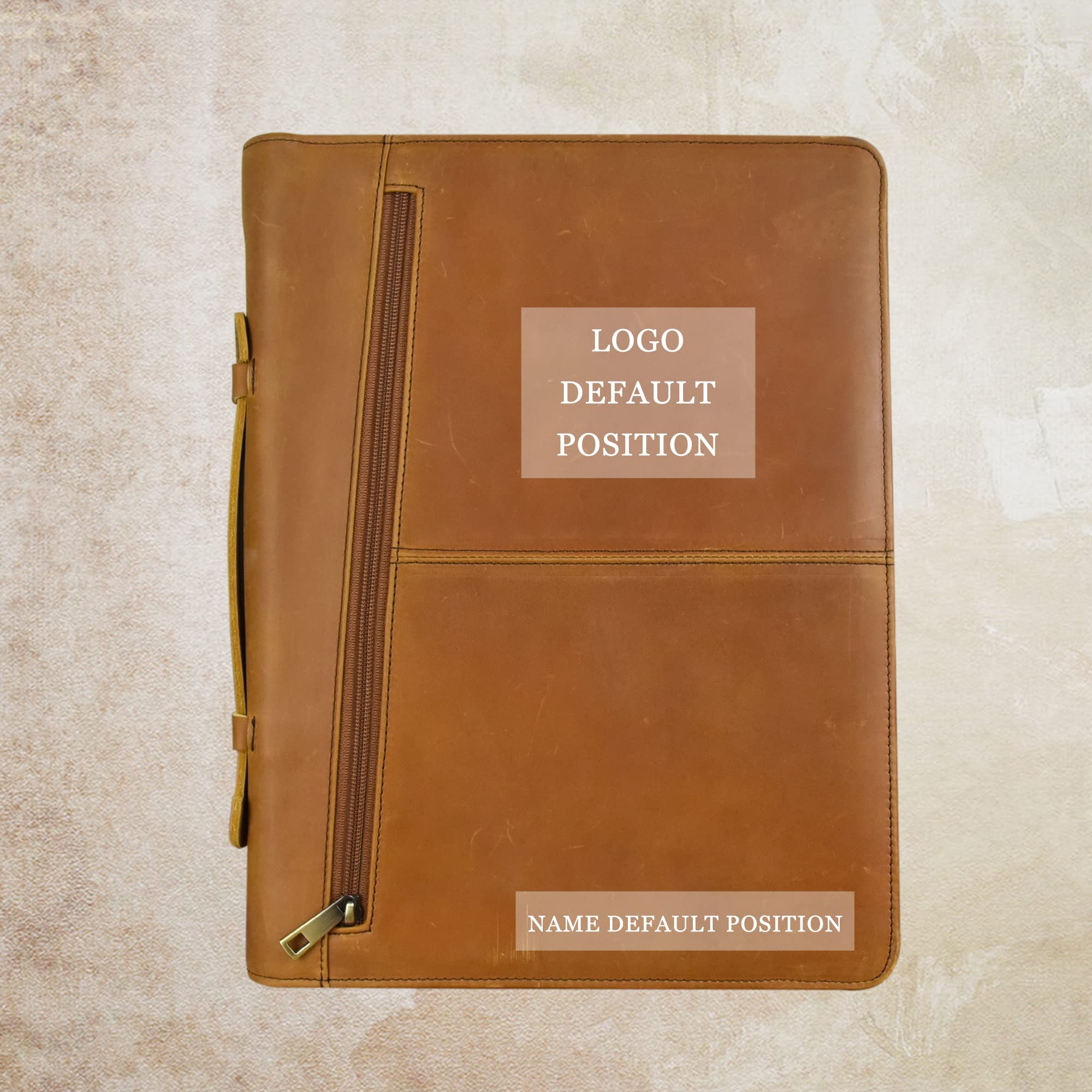Calfinder Portfolio For Men, Zippered Vegan Leather Padfolio For Women