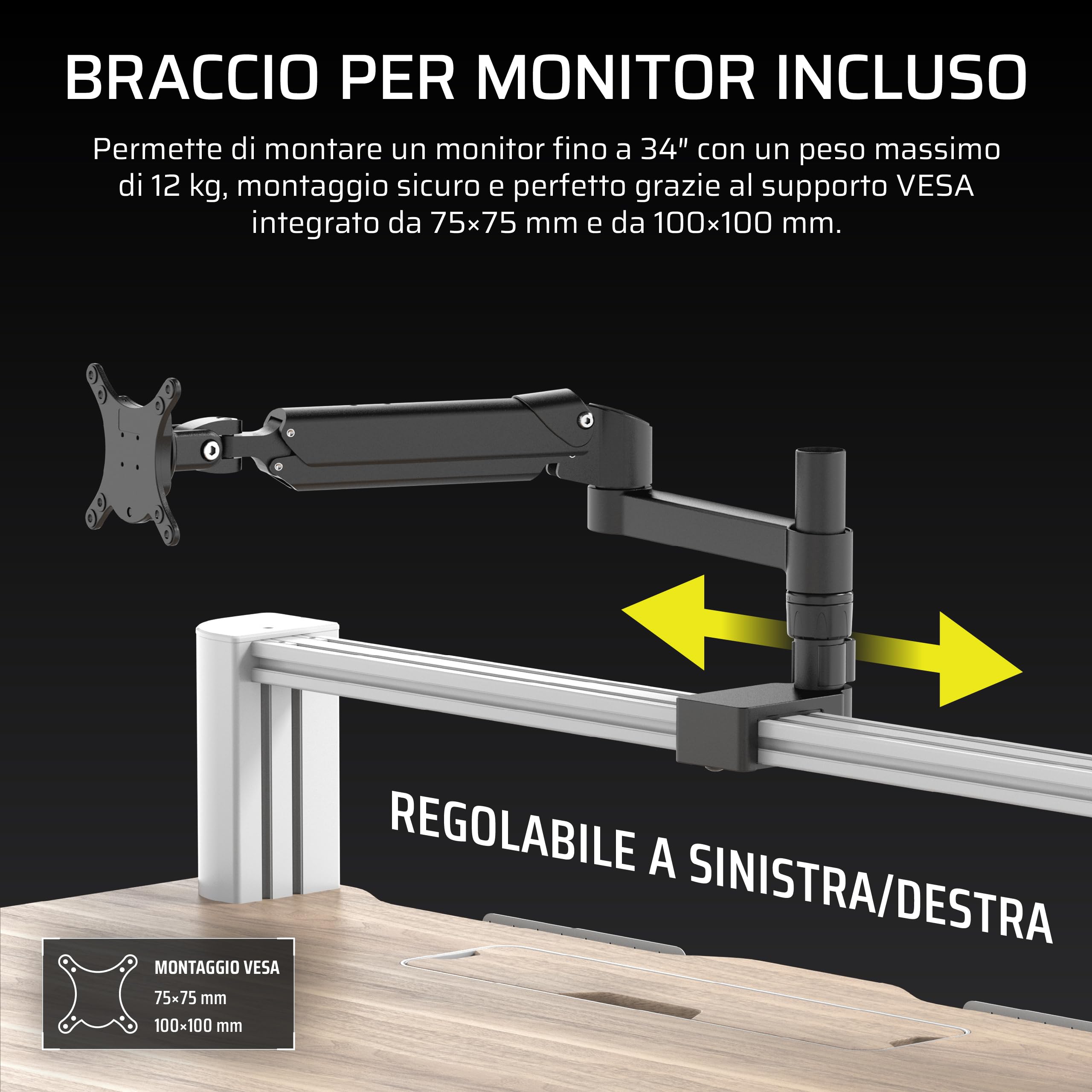 CORSAIR Platform:4 – 120 cm x 76 cm, Altezza Fissa, Scrivania per Computer da Gioco in Piedi, Gestione dei Cavi, Alimentazione USB, Supporto per Monitor Incluso – Mordente di Pino Bianco