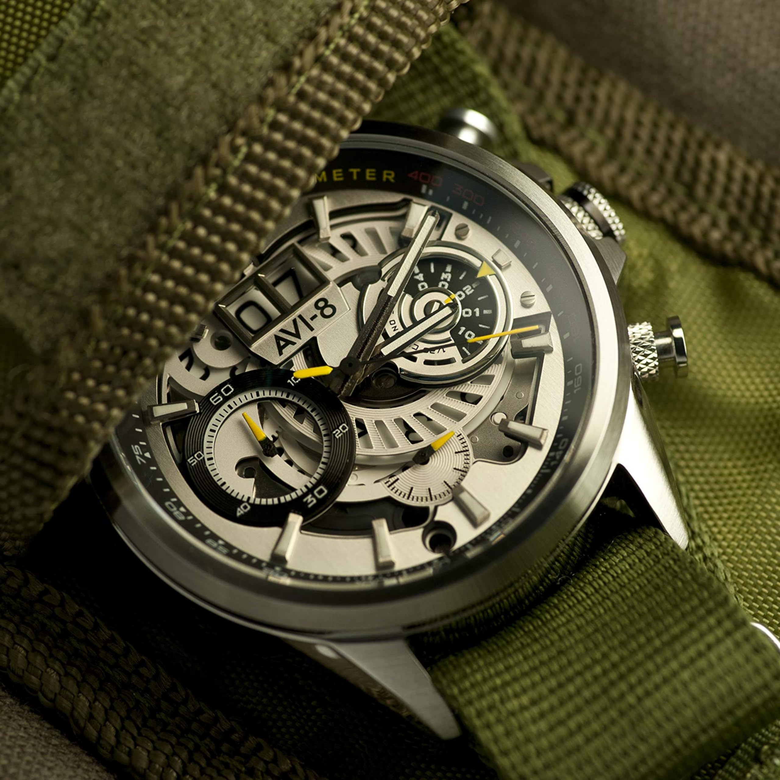 AVI-8 Hawker Harrier Matador Herren-Chronograph, 44 mm, mit Lederband, AV-4125
