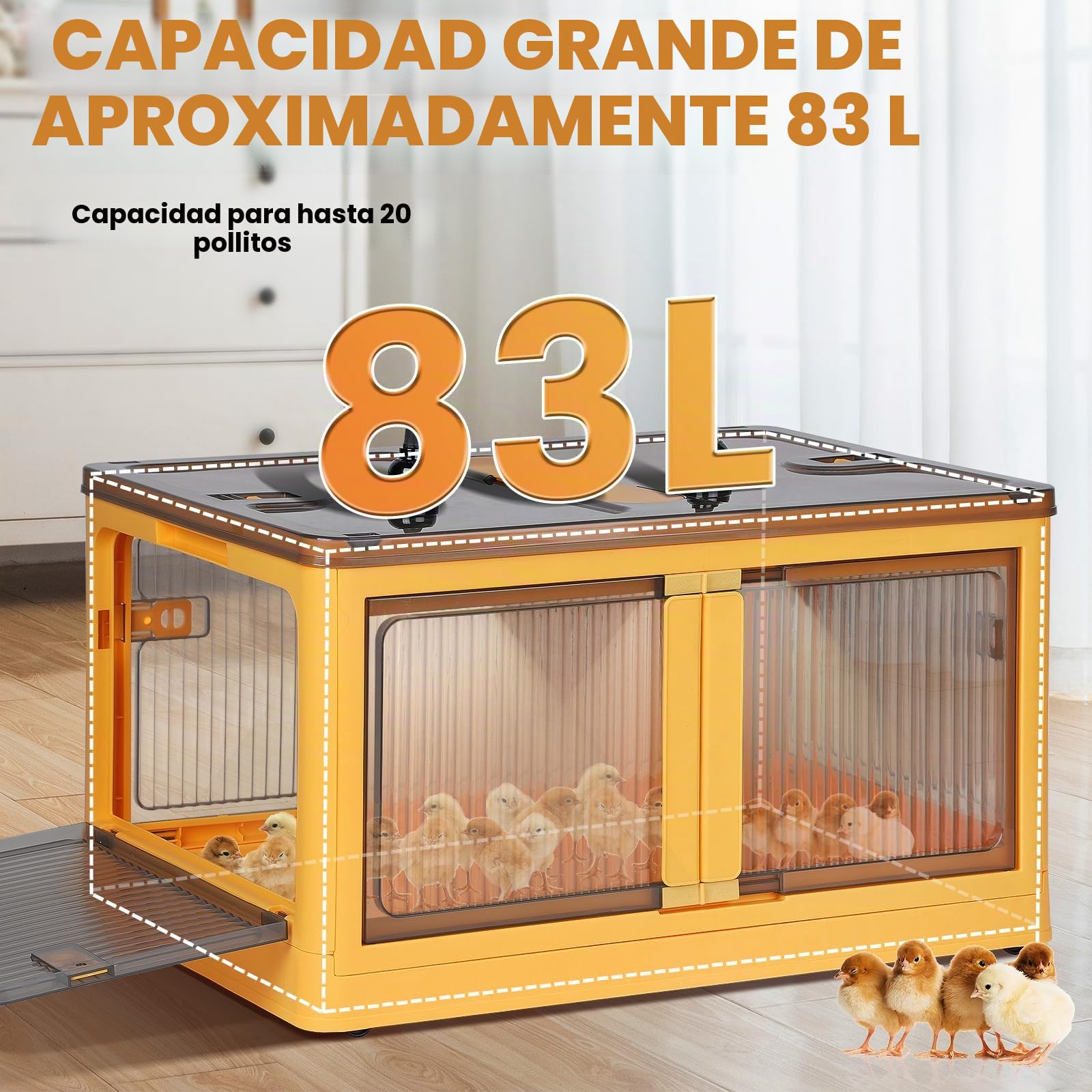 Incubadora para crías 85L Caja de incubación plegable para aves de corral